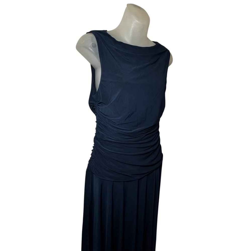 ASTR The Label Melisandre Navy Midi Dress Ruched Sleeveless Elegant Size M - Picture 7 of 12